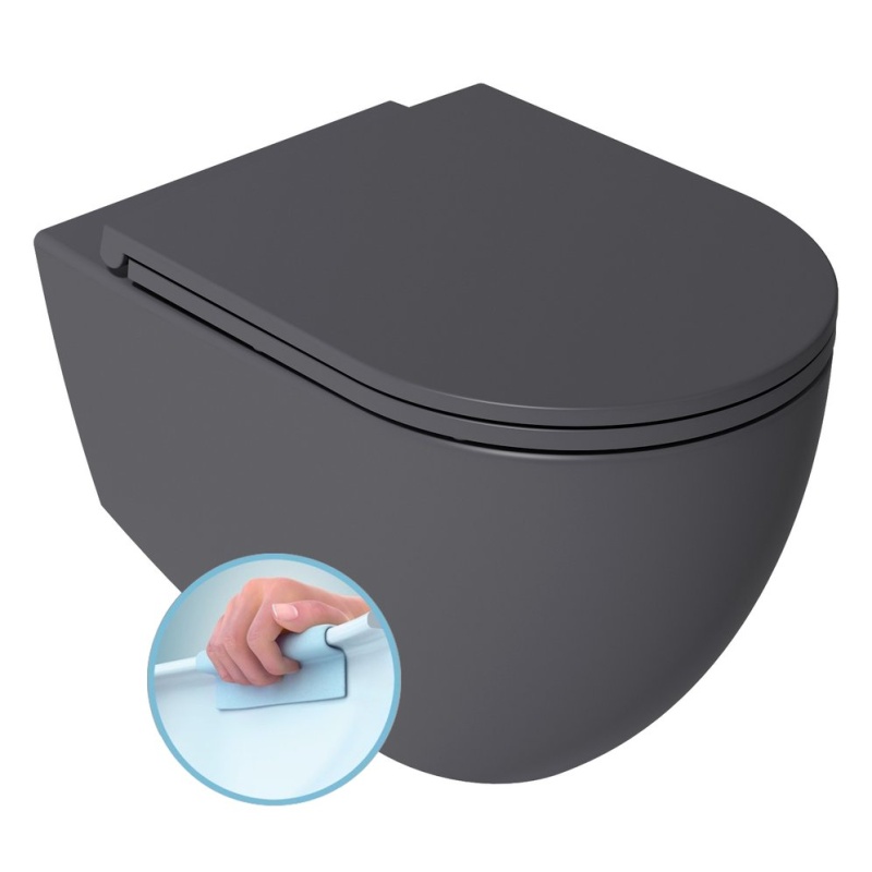 Rimless seina wc pott Infinity 36.5x53 cm, matt antratsiit