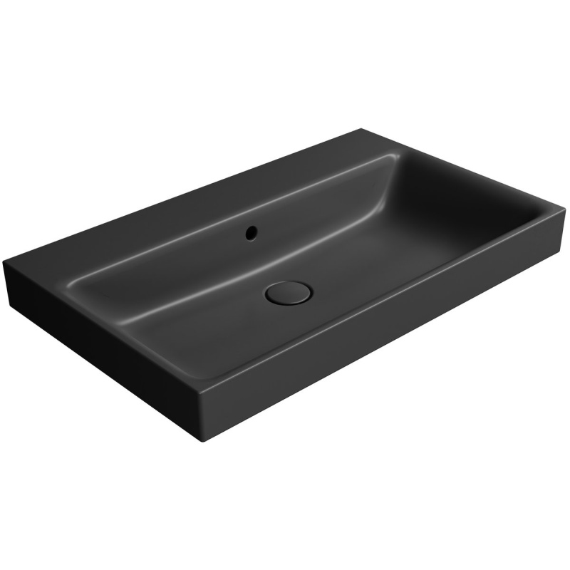 NUBES ceramic washbasin 80x50cm, without tap hole, black matt