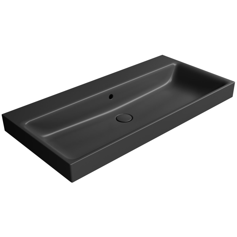 NUBES ceramic washbasin 100x50cm, without tap hole, black matt