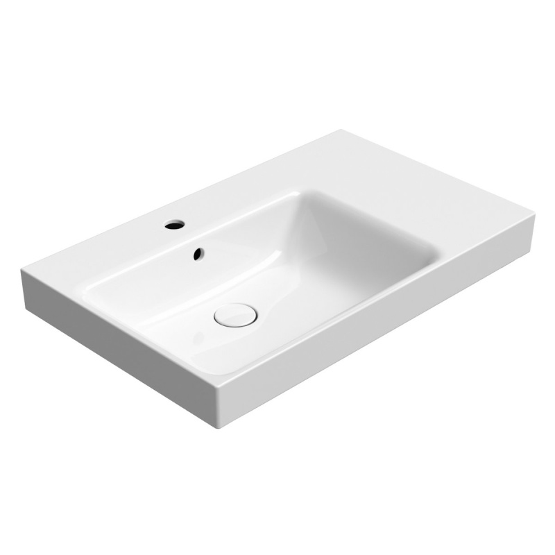 valamu NUBES 80x50cm,  R,  valge ExtraGlaze