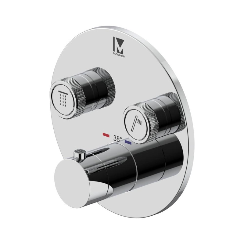 2 veeväljundiga termostaatsegisti Eden Round seinapealne osa, kroom