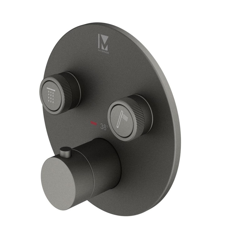 2 veeväljundiga termostaatsegisti Eden Round seinapealne osa, grafiit