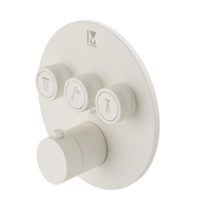 3 veeväljundiga termostaatsegisti Eden Round seinapealne osa, matt valge