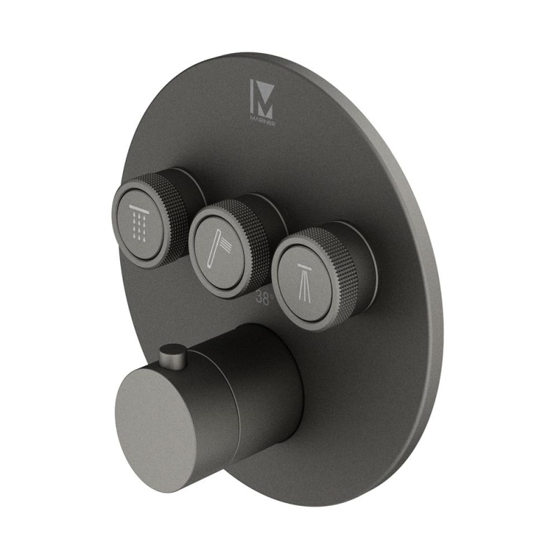 3 veeväljundiga termostaatsegisti Eden Round seinapealne osa, grafiit