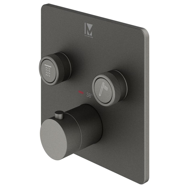 2 veeväljundiga termostaatsegisti Eden Square seinapealne osa, grafiit