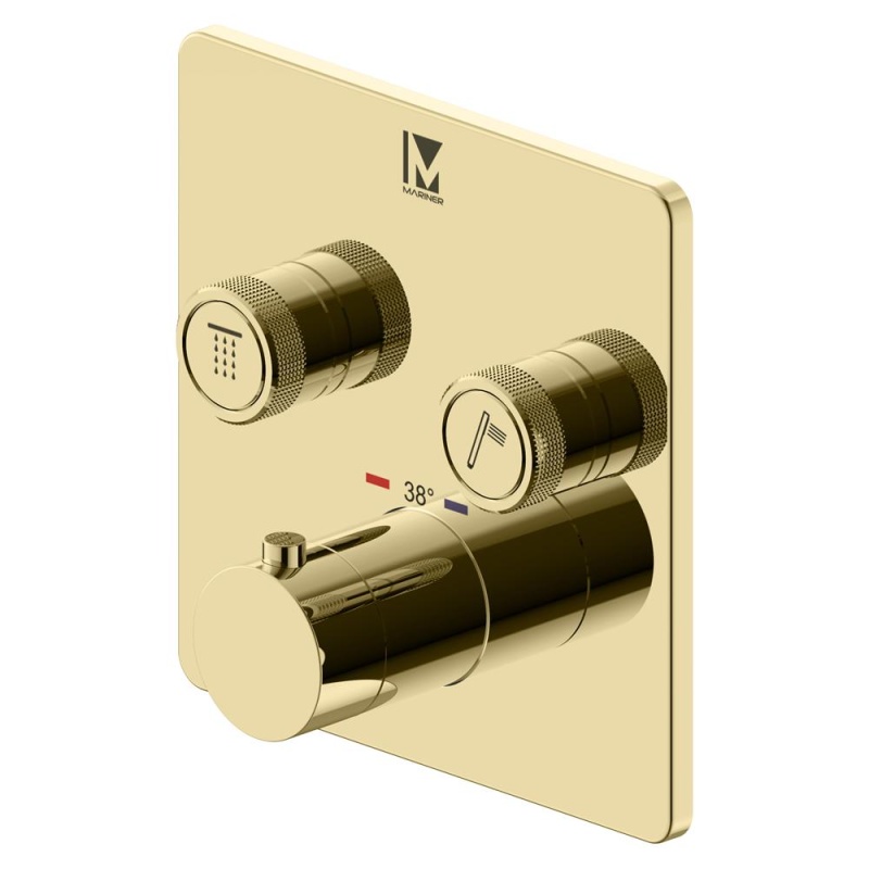 2 veeväljundiga termostaatsegisti Eden Square seinapealne osa, läikiv kuld