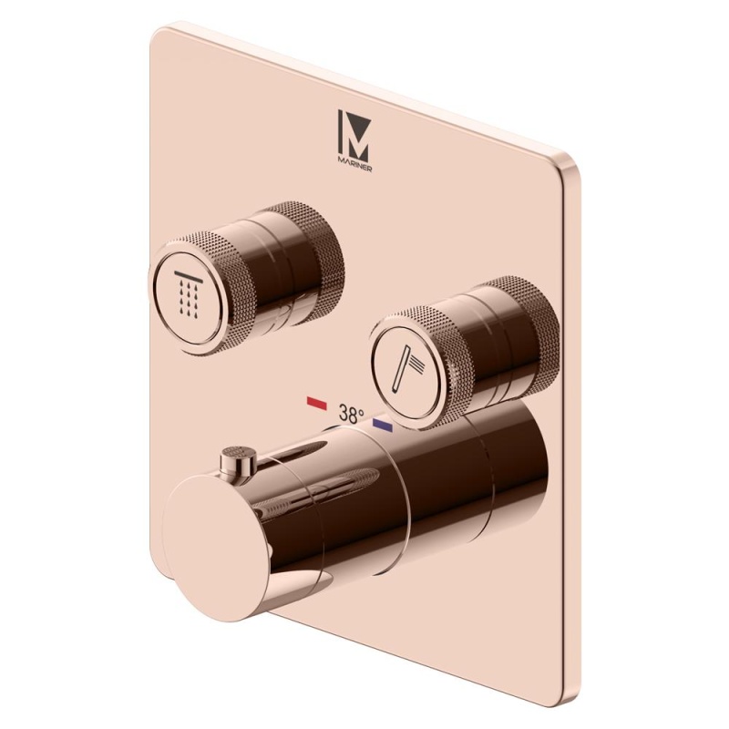 2 veeväljundiga termostaatsegisti Eden Square seinapealne osa, läikiv roosa kuld