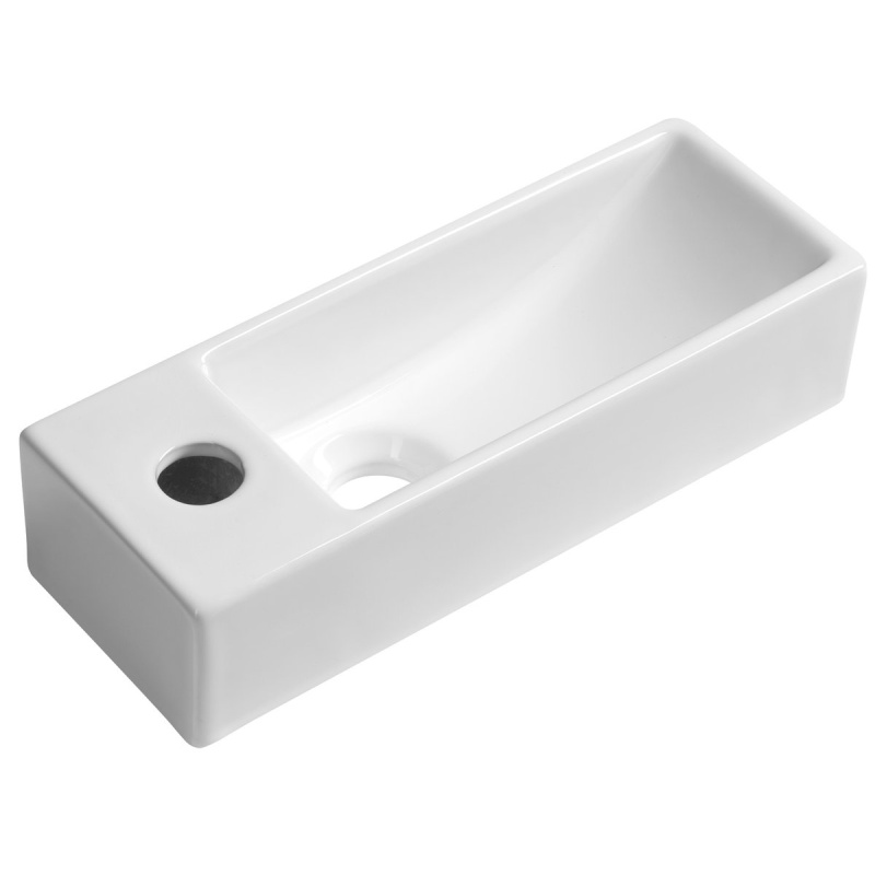 AQUA MINI ceramic washbasin 38x14cm, tap hole on the left, white