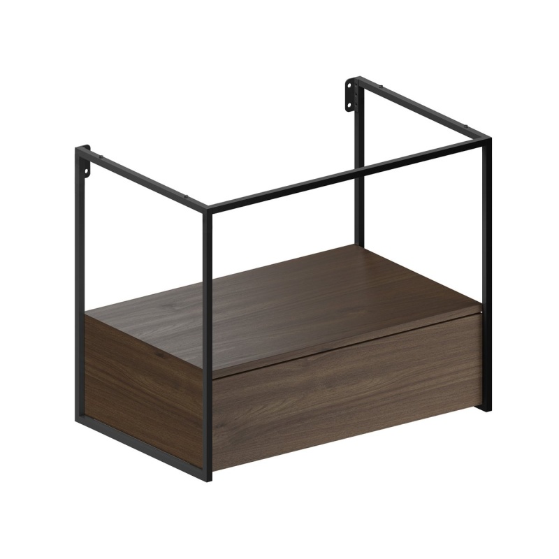 NUBES/NORM washbasin frame 80x50cm, black matt/walnut