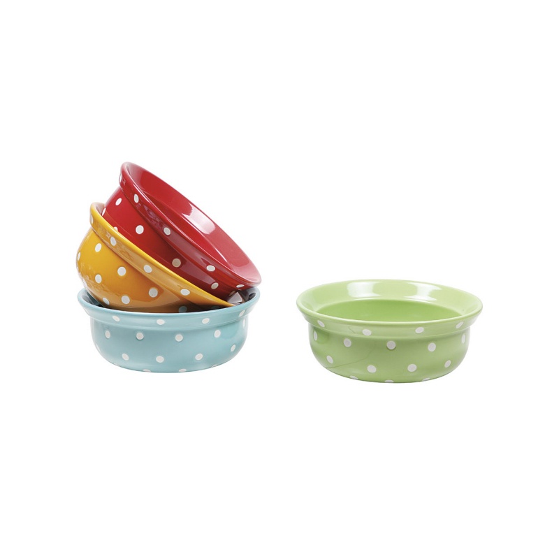 8 Round Stoneware Dog Bowl W Polka Dots 4 Colors 8 Round Stoneware Dog Bowl W Polka Dots 4 Colors