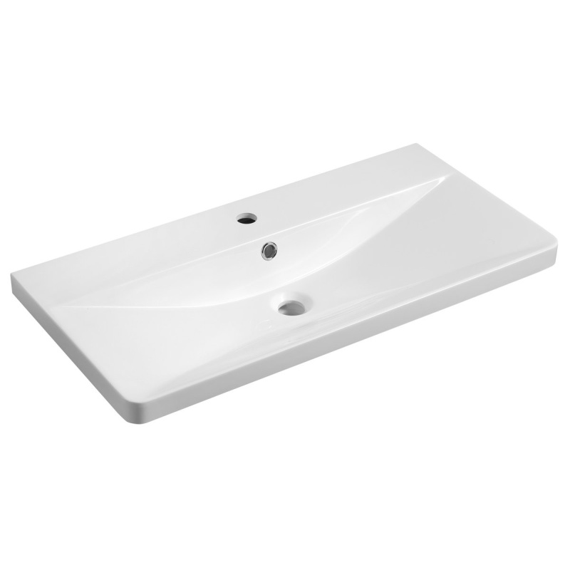 SEN furniture washbasin, cast marble, 81x40cm, white