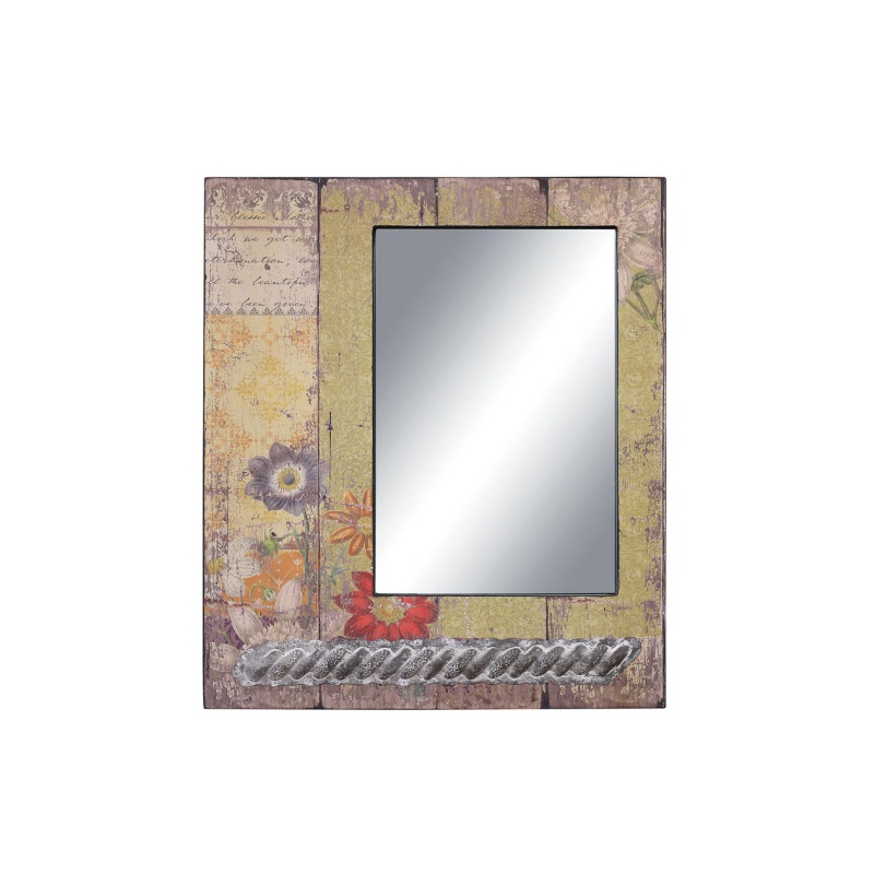 25 L X 30 H Wood Framed Mirror W Tin Accent Fl Print 25 L X 30 H Wood Framed Mirror W Tin Accent Fl Print Size 13 1 2 20