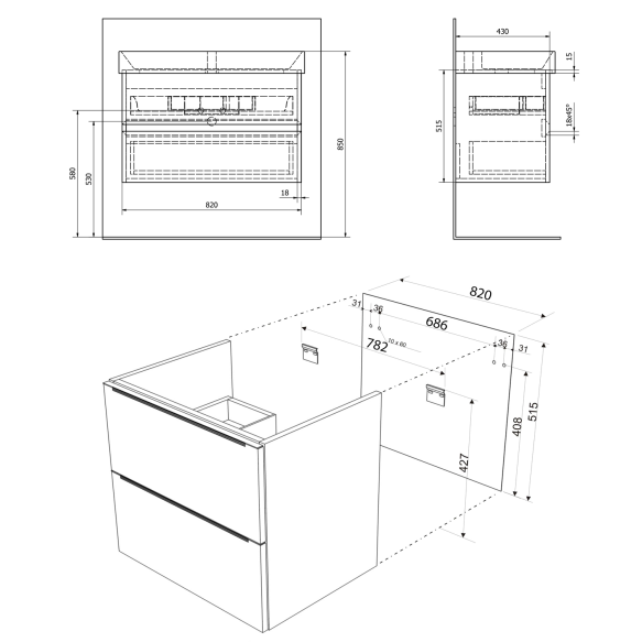 valamukapp Filena 82x51.5x43 cm, tamm