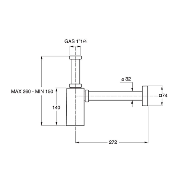 valamusifoon PIQUADRATO 5/4´´, diam 32 mm, kroom