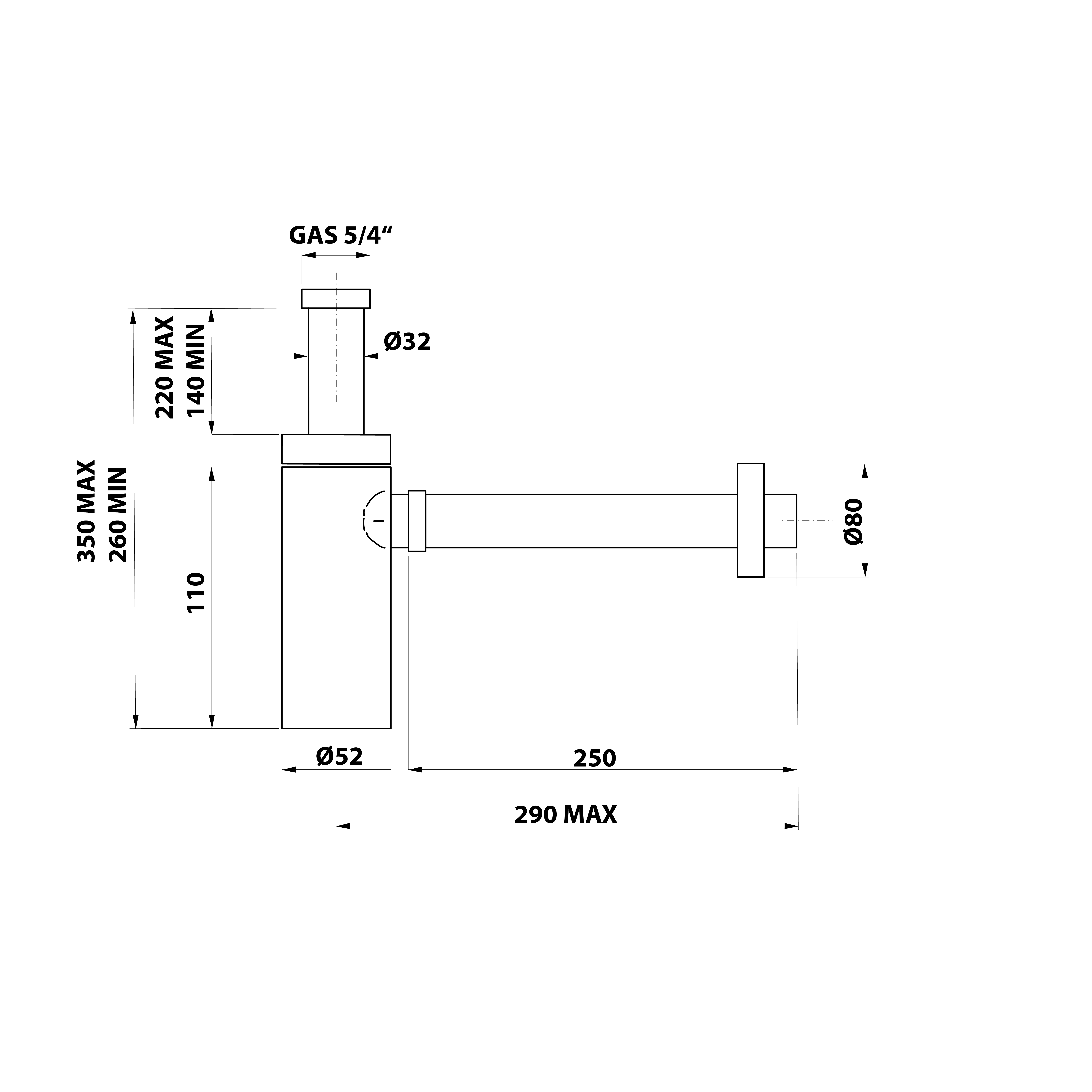 valamusifoon KING 5/4´´, diam 32 mm, ABS/kroom