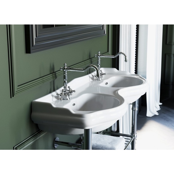 RETRO ceramic double washbasin 120cm, white