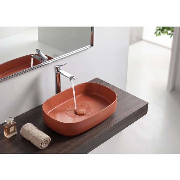 INFINITY OVAL countertop washbasin, 55x36cm, terracotta