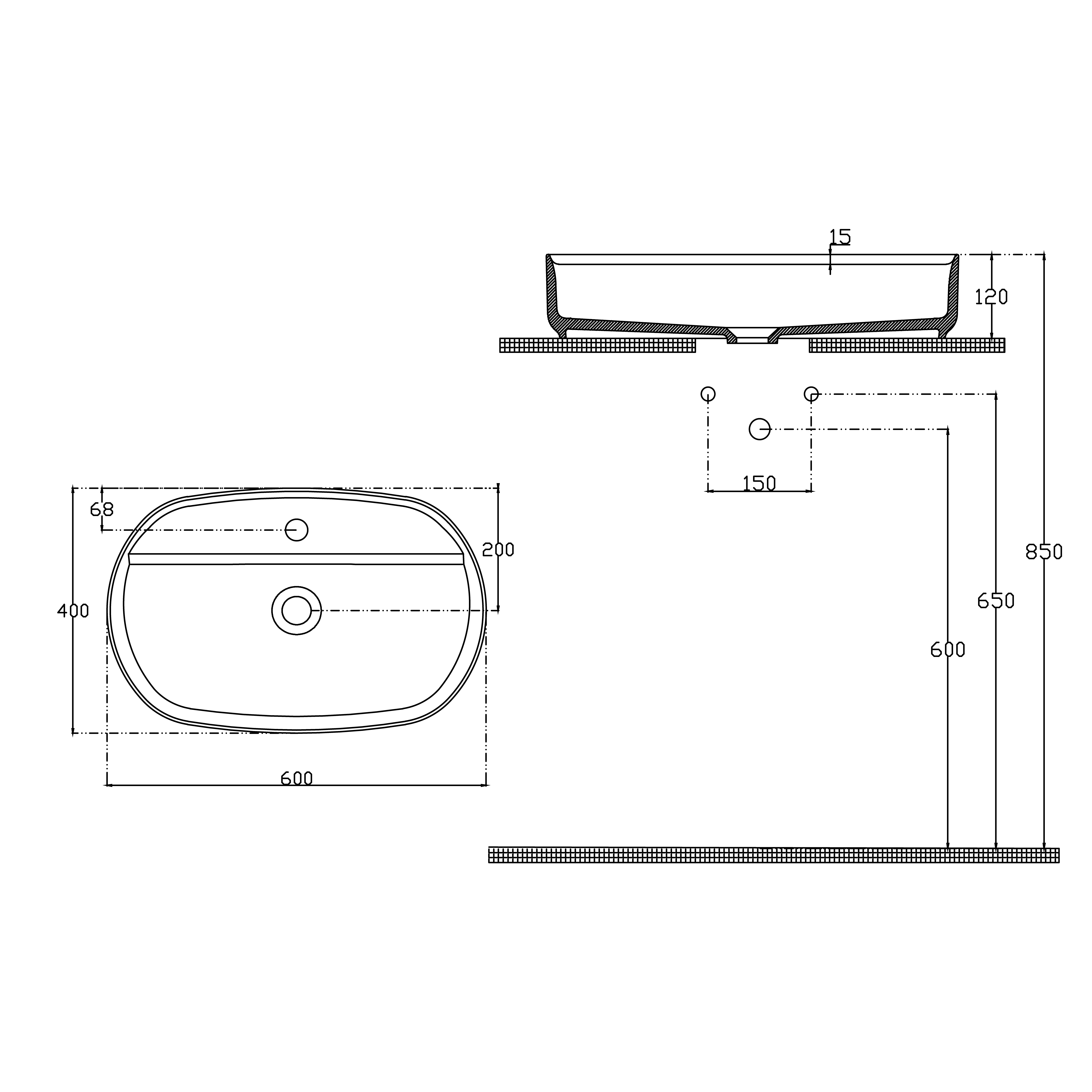 INFINITY OVAL countertop washbasin, 60x40cm, terracotta