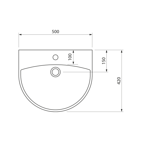SPIRAL ceramic washbasin 50x42cm, white