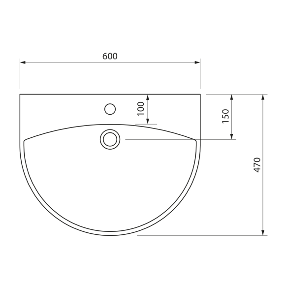 SPIRAL ceramic washbasin 60x47cm, white
