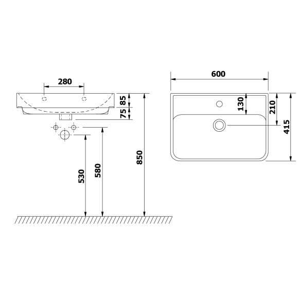 valamu Neon 60x41.5 cm, valge