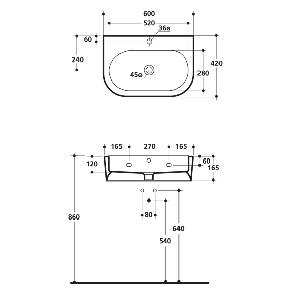 valamu Flo 60x42 cm