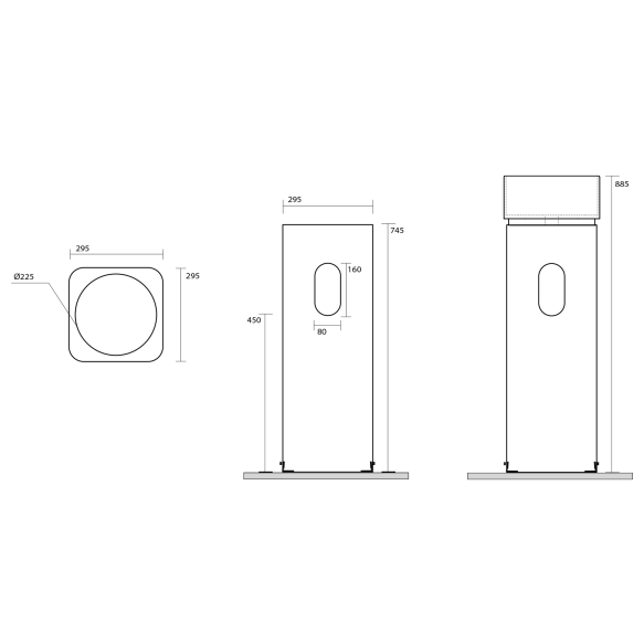 eraldiseisev valamu Hako, äravool seina, must matt