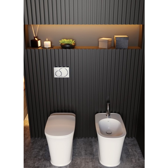 põrandapealne wc pott New Yorker seinasisese loputuskastiga ühendamiseks, valge