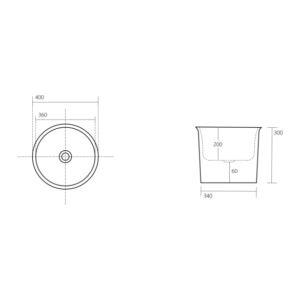 valamu tööpinnale New Yorker 40 cm, valge