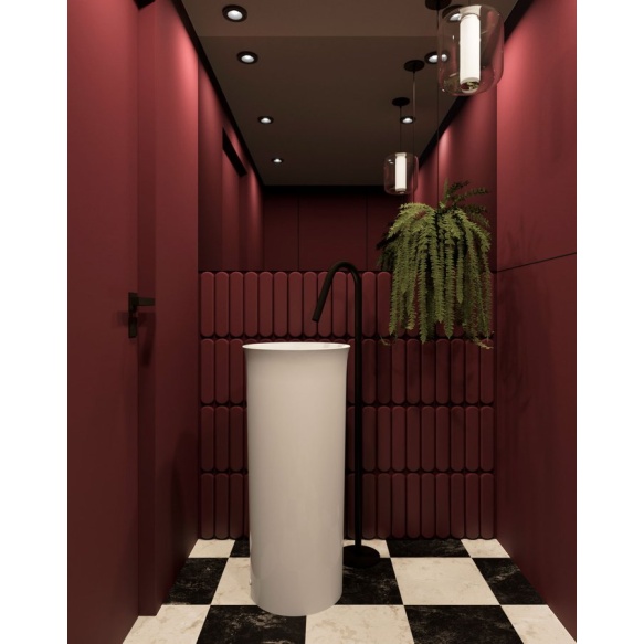 eraldiseisev valamu New Yorker, äravool põrandasse, valge