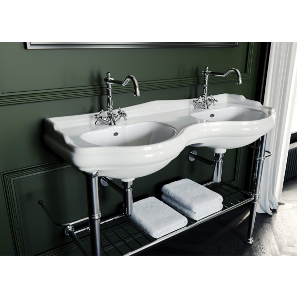 RETRO construction for double washbasin 120cm with shelf, chrome