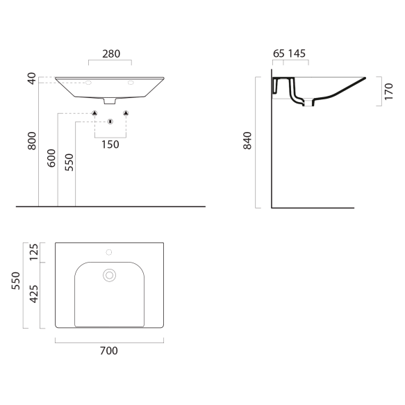 invavalamu COMMUNITY 70x55cm,  ilma ülevooluta,  ilma segistiavata,  valge ExtraGlaze