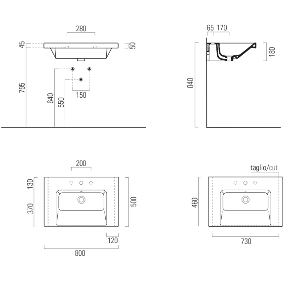 keraamiline valamu NORM 80x50 cm, valge ExtraGlaze