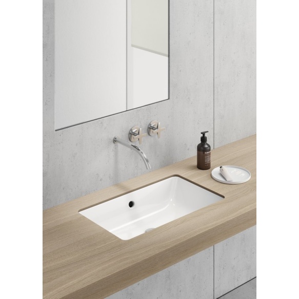süvistatav valamu KUBE X 60x37cm,  tasaseks lihvitud põhi,  valge ExtraGlaze