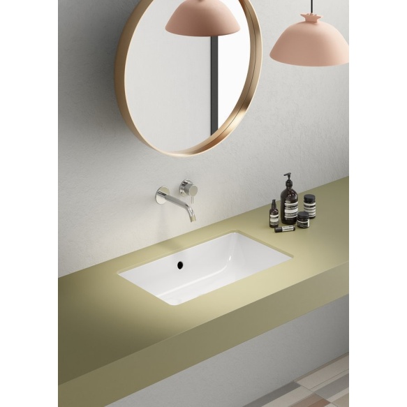 süvistatav valamu KUBE X 60x37cm,  tasaseks lihvitud põhi,  valge ExtraGlaze