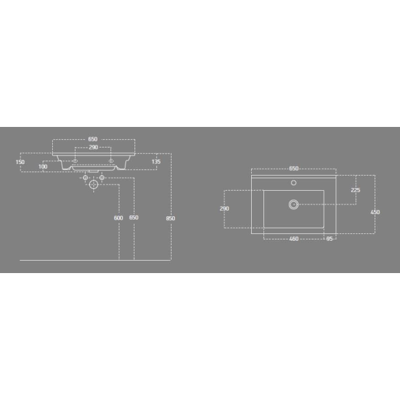 mööblivalamu Zuno 65x45 cm