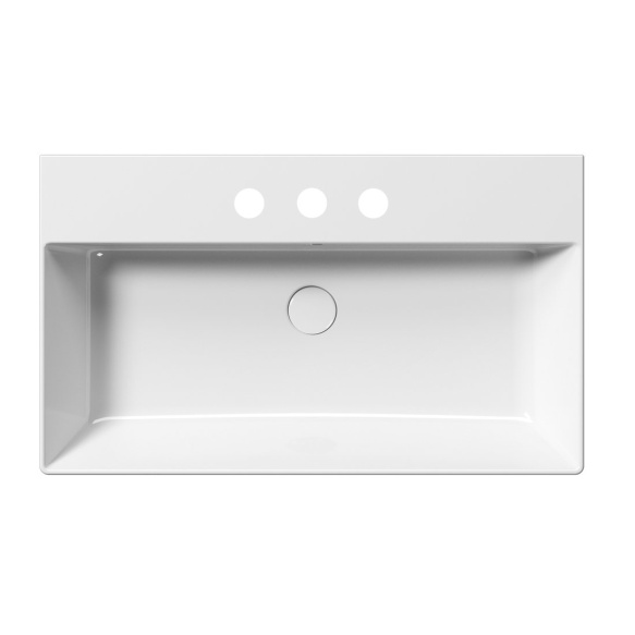 keraamiline valamu KUBE X 80x47 cm, 3 segistiava, valge ExtraGlaze