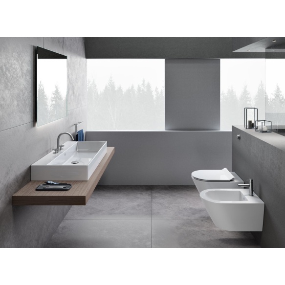 keraamiline valamu KUBE X 100x47 cm, 3 segistiava, valge ExtraGlaze