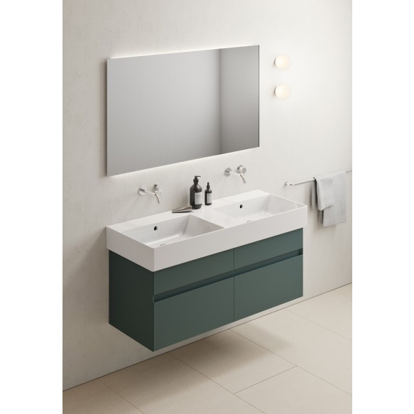 valamu KUBE X 120x47cm,  ilma segistiavata,  valge ExtraGlaze