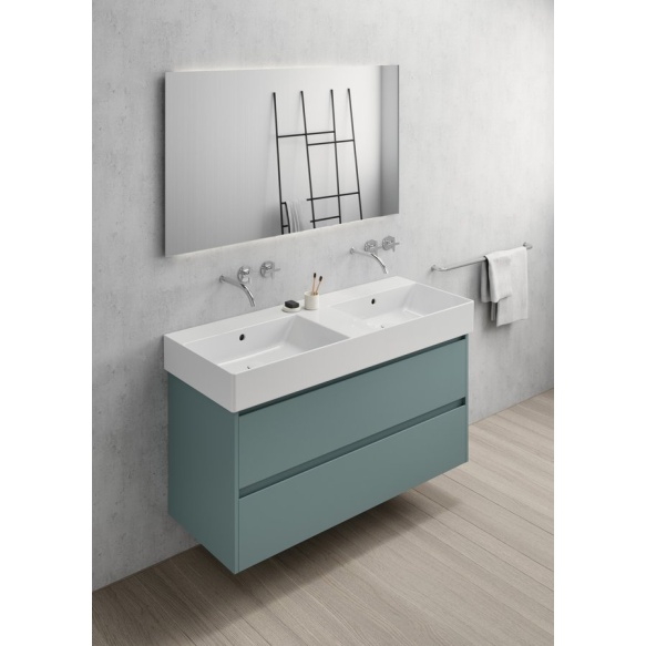 valamu KUBE X 120x47cm,  tasaseks lihvitud põhi,  ilma segistiavata, valge ExtraGlaze