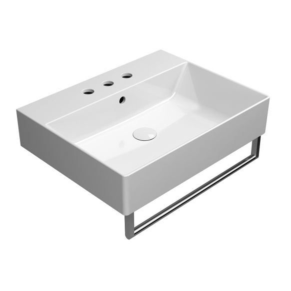 keraamiline valamu KUBE X 60x47 cm, 3 segistiava, valge ExtraGlaze