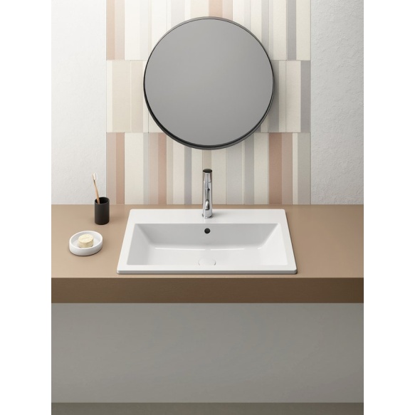 süvistatav valamu KUBE X 70x46cm,  valge ExtraGlaze