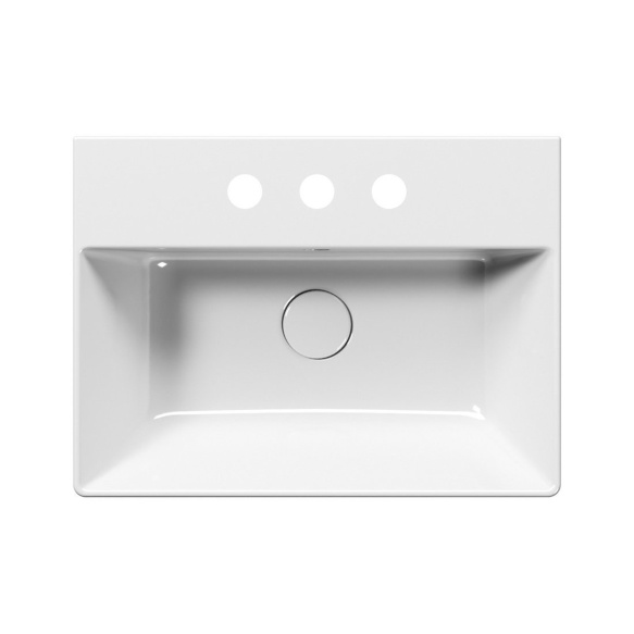 valamu KUBE X 50x37cm,  3 segistiava,  valge ExtraGlaze