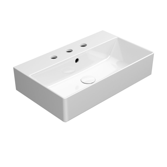 valamu KUBE X 60x37cm,  3 segistiava,  valge ExtraGlaze