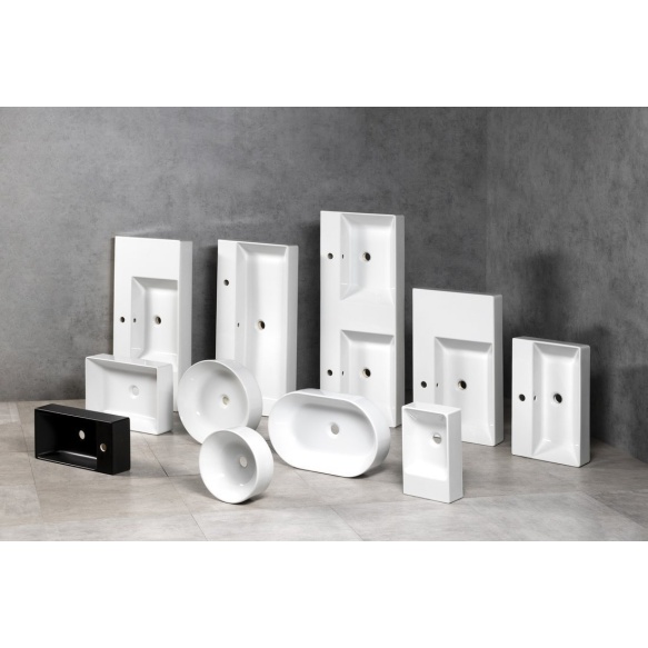 valamu KUBE X 70x37cm,  tasaseks lihvitud põhi,  3 segistiava, valge ExtraGlaze