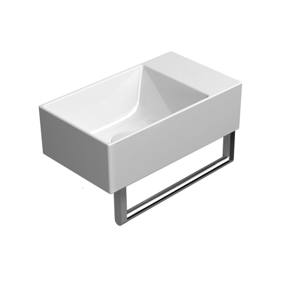 valamu KUBE X 40x23cm,  tasaseks lihvitud põhi,  ilma segistiavata, L/R, valge ExtraGlaze