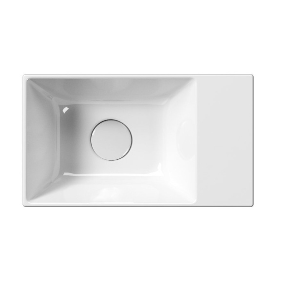 valamu KUBE X 40x23cm,  tasaseks lihvitud põhi,  ilma segistiavata, L/R, valge ExtraGlaze