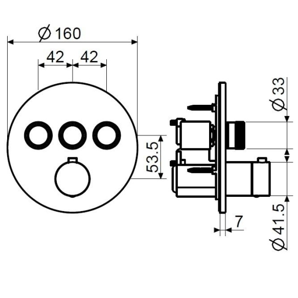 3 veeväljundiga termostaatsegisti Eden Round seinapealne osa, grafiit