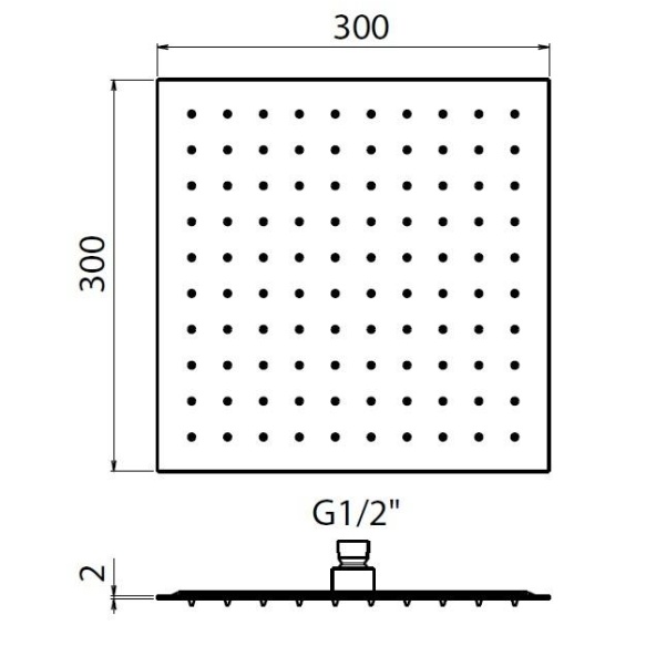 300x300 mm laedušš, h 2 mm, harjatud kroom