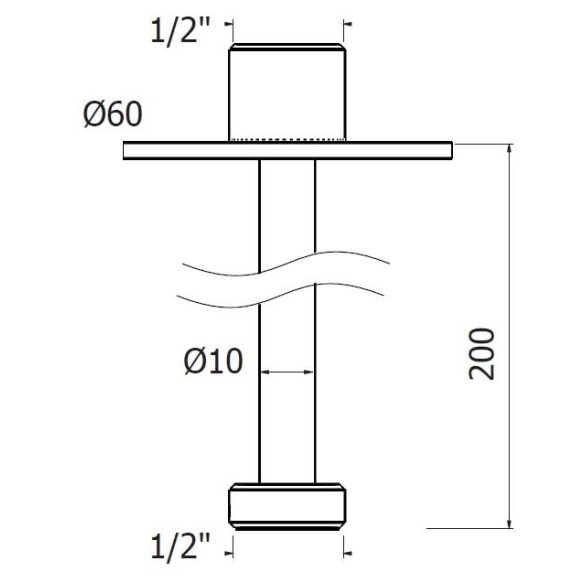 vertikaalne dušitoru L 200 mm, matt valge